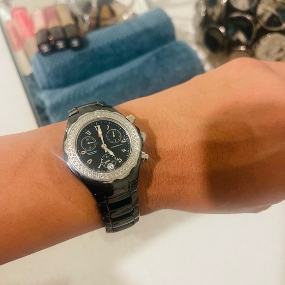 MICHELE Tahitian Black Ceramic/ Diamond Watch - Picture 11 of 11